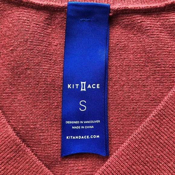 Kit and Ace Merino Wool Blend V Neck Sweater in Burnt Orange Size S - Picture 6 of 10